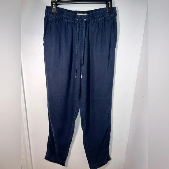 H&M, S, navy blue, line pocketed elastic waist w/drawstring tassel jogger, pant - Picture 2 of 9